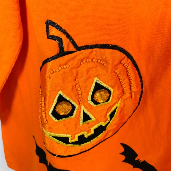 Vintage Halloween Shirt Medium Orange Spider Web Ghost Witch Black Cat Pumpkin - Picture 12 of 16
